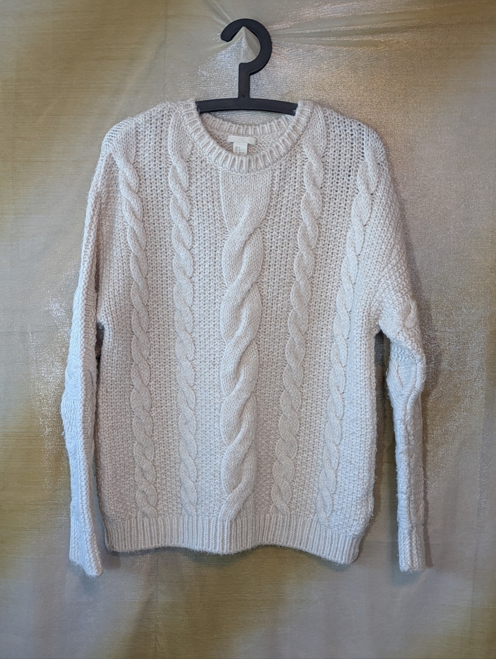 H&M Cream Cable Knit Crew Neck Sweater
